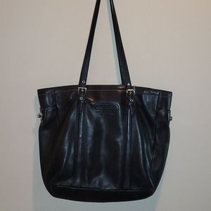 Black leather coach medium tote